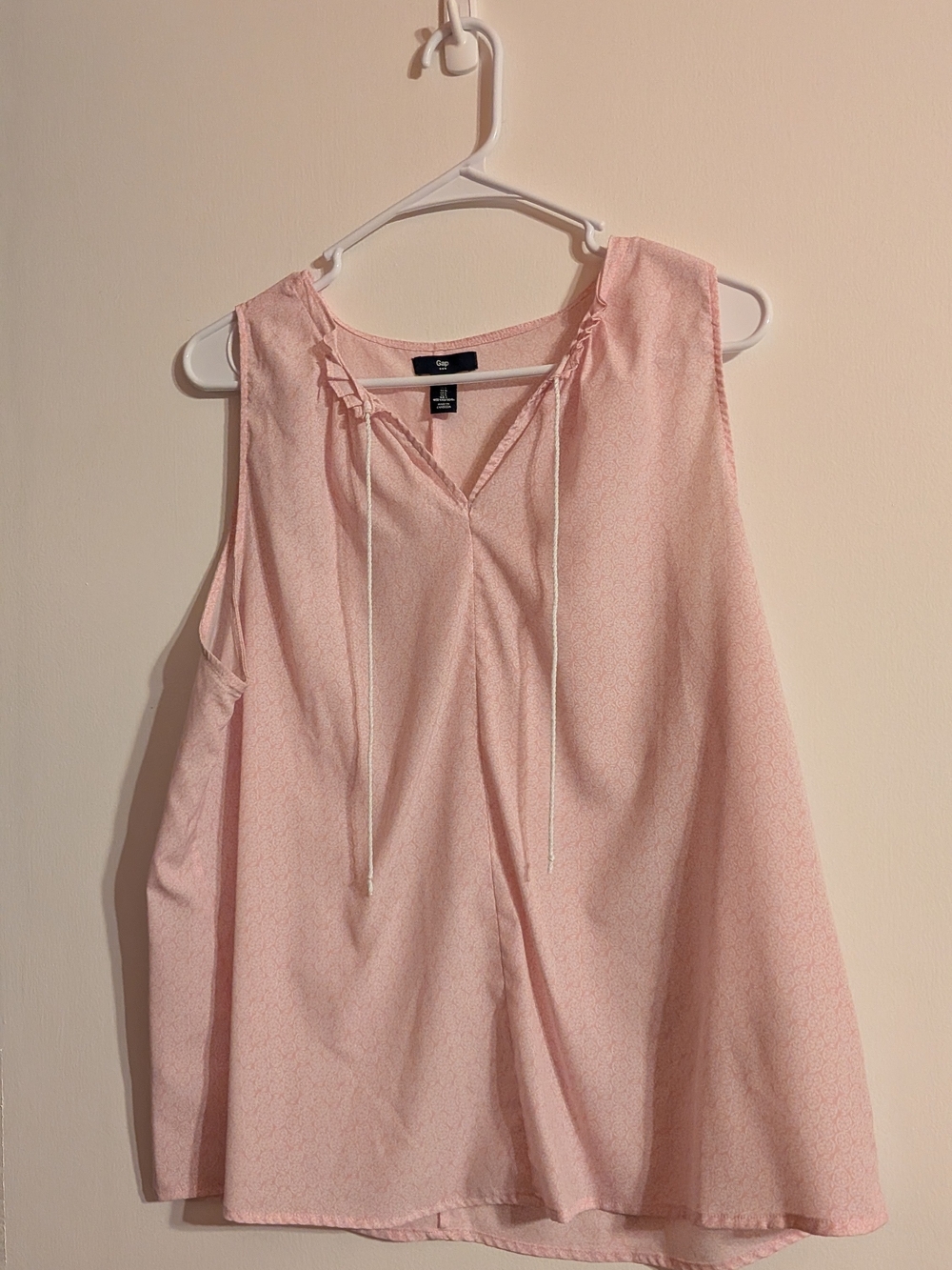 GAP Sleeveless Light Pink Tie-Detail Tank Top